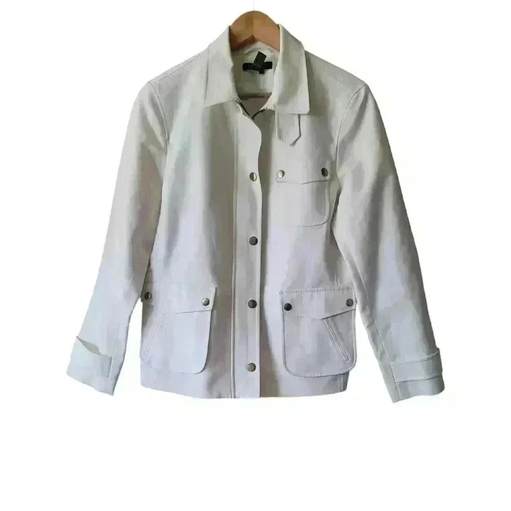 Ralph Lauren Military Jacket Cream Button Zipper Size Large